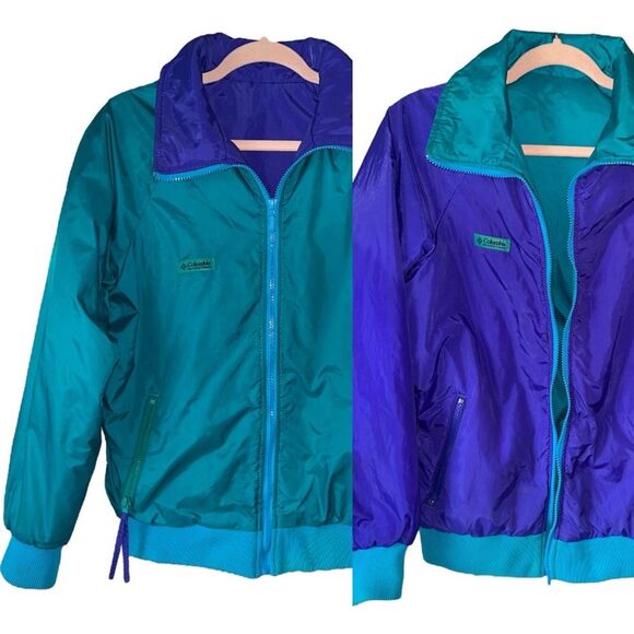 Vintage COLUMBIA 90s Oversized Reversible Windbreaker Jacket Medium Retro Ski XL - Picture 1 of 16